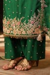 Shop_Label Niti Bothra_Green Silk, Organza Applique, Embroidery, Zari, Stones Round Mayur Kurta Set _Online_at_Aza_Fashions