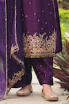 Label Niti Bothra Purple Silk, Organza Applique, Embroidery, Zari Round Neck Mayur Kurta Set Online at Aza Fashions Label Niti Bothra_Purple Silk, Organza Applique, Embroidery, Zari Round Neck Mayur Kurta Set _Online_at_Aza_Fashions