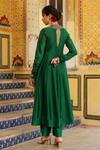 Shop_Label Niti Bothra_Green Silk, Chanderi, Organza Embroidery, Sequins, Zari Anarkali Set _at_Aza_Fashions