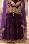 Shop_Label Niti Bothra_Purple Silk, , Silk, Organza Embroidery, Beads, Sharara Set _Online_at_Aza_Fashions