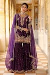 Shop_Label Niti Bothra_Purple Silk, , Silk, Organza Embroidery, Beads, Sharara Set 