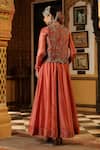 Shop_Label Niti Bothra_Rose Gold Chanderi Silk, Silk, Tencel Sequins, Pink Jacket Kalidaar Set _at_Aza_Fashions