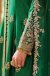 Buy_Label Niti Bothra_Green Silk, Tencel, Organza Embroidery V-neck Jacket Anarkali Set 