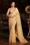 Buy_Label Niti Bothra_Ivory , , Embroidery, Patti Buta Saree With Blouse _at_Aza_Fashions
