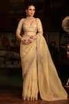 Label Niti Bothra_Ivory , , Embroidery, Patti Buta Saree With Blouse _Online_at_Aza_Fashions