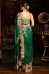 Shop_Label Niti Bothra_Green , , Applique, Mayur Cutwork Saree With Blouse _at_Aza_Fashions