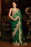 Buy_Label Niti Bothra_Green , , Applique, Mayur Cutwork Saree With Blouse _at_Aza_Fashions