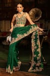 Buy_Label Niti Bothra_Green , , Applique, Mayur Cutwork Saree With Blouse _Online_at_Aza_Fashions