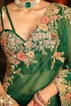 Shop_Label Niti Bothra_Green , , Applique, Mayur Cutwork Saree With Blouse _Online_at_Aza_Fashions