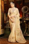Buy_Label Niti Bothra_Ivory , , Applique, Embroidery, Mayur Saree With Blouse _at_Aza_Fashions