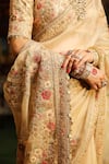 Shop_Label Niti Bothra_Ivory , , Applique, Embroidery, Mayur Saree With Blouse 