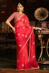 Buy_Label Niti Bothra_Pink , , Zari, Gota Patti Work Saree With Blouse _at_Aza_Fashions