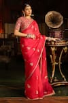 Label Niti Bothra_Pink , , Zari, Gota Patti Work Saree With Blouse _Online_at_Aza_Fashions