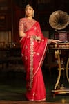 Buy_Label Niti Bothra_Pink , , Zari, Gota Patti Work Saree With Blouse _Online_at_Aza_Fashions