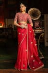 Shop_Label Niti Bothra_Pink , , Zari, Gota Patti Work Saree With Blouse _Online_at_Aza_Fashions