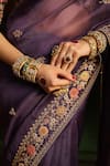 Buy_Label Niti Bothra_Purple Organza, Silk Applique, Embroidery, Mayur Border Saree With Blouse _Online_at_Aza_Fashions