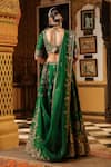 Shop_Label Niti Bothra_Green Silk, Organza Embroidery, Sequins, Tassels, Applique, Mayur Lehenga Set _at_Aza_Fashions