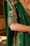 Label Niti Bothra_Green Silk, Organza Embroidery, Sequins, Tassels, Applique, Mayur Lehenga Set _Online_at_Aza_Fashions
