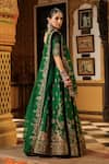 Buy_Label Niti Bothra_Green Silk, Organza Embroidery, Sequins, Tassels, Applique, Mayur Lehenga Set 