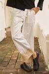 Dash And Dot_Ivory Brocade, Silk Benares Border Pant _Online_at_Aza_Fashions