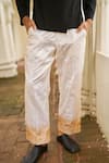 Buy_Dash And Dot_Ivory Brocade, Silk Benares Border Pant _Online_at_Aza_Fashions