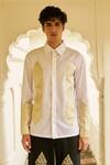 Buy Dash And Dot White Cotton Patchwork Brocade Chanderi Shirt at Aza Fashions Buy_Dash And Dot_White Cotton Patchwork Brocade Chanderi Shirt _at_Aza_Fashions