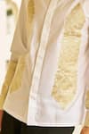 Dash And Dot White Cotton Patchwork Brocade Chanderi Shirt Online at Aza Fashions Dash And Dot_White Cotton Patchwork Brocade Chanderi Shirt _Online_at_Aza_Fashions