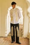 Buy Dash And Dot White Cotton Patchwork Brocade Chanderi Shirt Online at Aza Fashions Buy_Dash And Dot_White Cotton Patchwork Brocade Chanderi Shirt _Online_at_Aza_Fashions