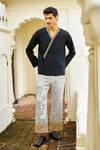 Buy Dash And Dot Black Cotton, Polyester, Viscose, Spandex Brocade Patch Shirt And Pant Set Online at Aza Fashions Buy_Dash And Dot_Black Cotton, Polyester, Viscose, Spandex Brocade Patch Shirt And Pant Set _Online_at_Aza_Fashions