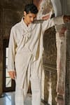 Shop_Dash And Dot_Ivory Cotton Textured Cotton-linen Longline Shirt And Pant Set _Online_at_Aza_Fashions