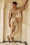 Buy Dash And Dot Beige Polyester, Viscose, Spandex Embroidery Angrakha Shirt And Pant Set at Aza Fashions Buy_Dash And Dot_Beige Polyester, Viscose, Spandex Embroidery Angrakha Shirt And Pant Set _at_Aza_Fashions