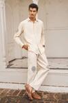 Buy Dash And Dot Beige Cotton, Linen Embroidery Motif Straight Cut Pant at Aza Fashions Buy_Dash And Dot_Beige Cotton, Linen Embroidery Motif Straight Cut Pant _at_Aza_Fashions