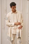 Buy_Dash And Dot_Beige Viscose, Linen, Cotton Embroidery Motif Shirt And Pant Set _Online_at_Aza_Fashions