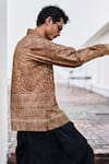 Dash And Dot Brown Cotton Fringe Zardozi And Dabka Inspired Printed Shirt at Aza Fashions Dash And Dot_Brown Cotton Fringe Zardozi And Dabka Inspired Printed Shirt _at_Aza_Fashions