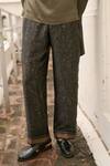 Dash And Dot_Black Viscose Mysore Silk Paisley And Floral Pattern Pant _Online_at_Aza_Fashions