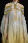 Buy_Akhl_Gold Tulle, Satin Metallic Thread High Neck Overlay Kaftan Dress _Online_at_Aza_Fashions