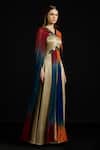 Buy_Akhl_Multi Color Satin, Tulle, Polyester, Rayon Fall-panelled Gradient Kaftan Dress _at_Aza_Fashions