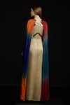 Shop_Akhl_Multi Color Satin, Tulle, Polyester, Rayon Fall-panelled Gradient Kaftan Dress _at_Aza_Fashions