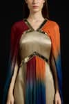 Akhl_Multi Color Satin, Tulle, Polyester, Rayon Fall-panelled Gradient Kaftan Dress _Online_at_Aza_Fashions