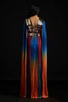 Shop_Akhl_Multi Color Chiffon, Tulle Metallic Thread V-neck Gradient And Kaftan Dress _at_Aza_Fashions