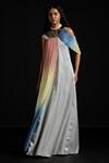 Buy_Akhl_Multi Color Satin, Chiffon, Polyester, Viscose, Metallic Plate Draped Kaftan _at_Aza_Fashions