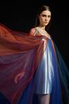 Buy_Akhl_Multi Color Tulle, Satin V-neck Multicolor Fall-panelled Kaftan _Online_at_Aza_Fashions