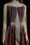 Buy_Akhl_Red Tulle, Velvet Sequins, Beads High Neck And Fringe Dress _Online_at_Aza_Fashions