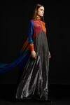 Akhl_Multi Color Chiffon, Viscose Turtle Neck, High Collared Gradient Cape Dress _Online_at_Aza_Fashions