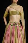 Akhl_Gold Tulle, Polyamide, Chiffon Metallic Thread, Interwoven Gradient Skirt Set _Online_at_Aza_Fashions