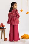 Buy_MR Brat_Maroon Muslin, Cotton Embroidery, Gota Red Stripes Printed Top And Palazzo Set _Online_at_Aza_Fashions