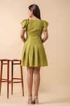 Shop_Naintara Bajaj_Green Rayon V-neck V Short Dress _at_Aza_Fashions