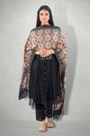 Buy_I Am Design_Black Silk, Satin, Linen Round Printed And Embroidered Kurta Set _at_Aza_Fashions