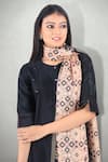 I Am Design_Black Silk, Satin, Linen Round Printed And Embroidered Kurta Set _at_Aza_Fashions