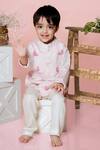 Buy_Toddle Kidswear_Pink Modal, Satin, Cotton Embroidery Butterfly Bliss Kurta Set _at_Aza_Fashions